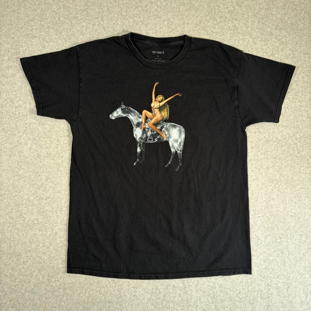 Beyonce Renaissance Tour T-Shirt Mens Large Black Graphic Horse Concert Tee